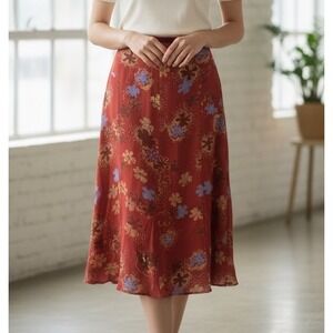 oilily red floral Midi skirt women's 36